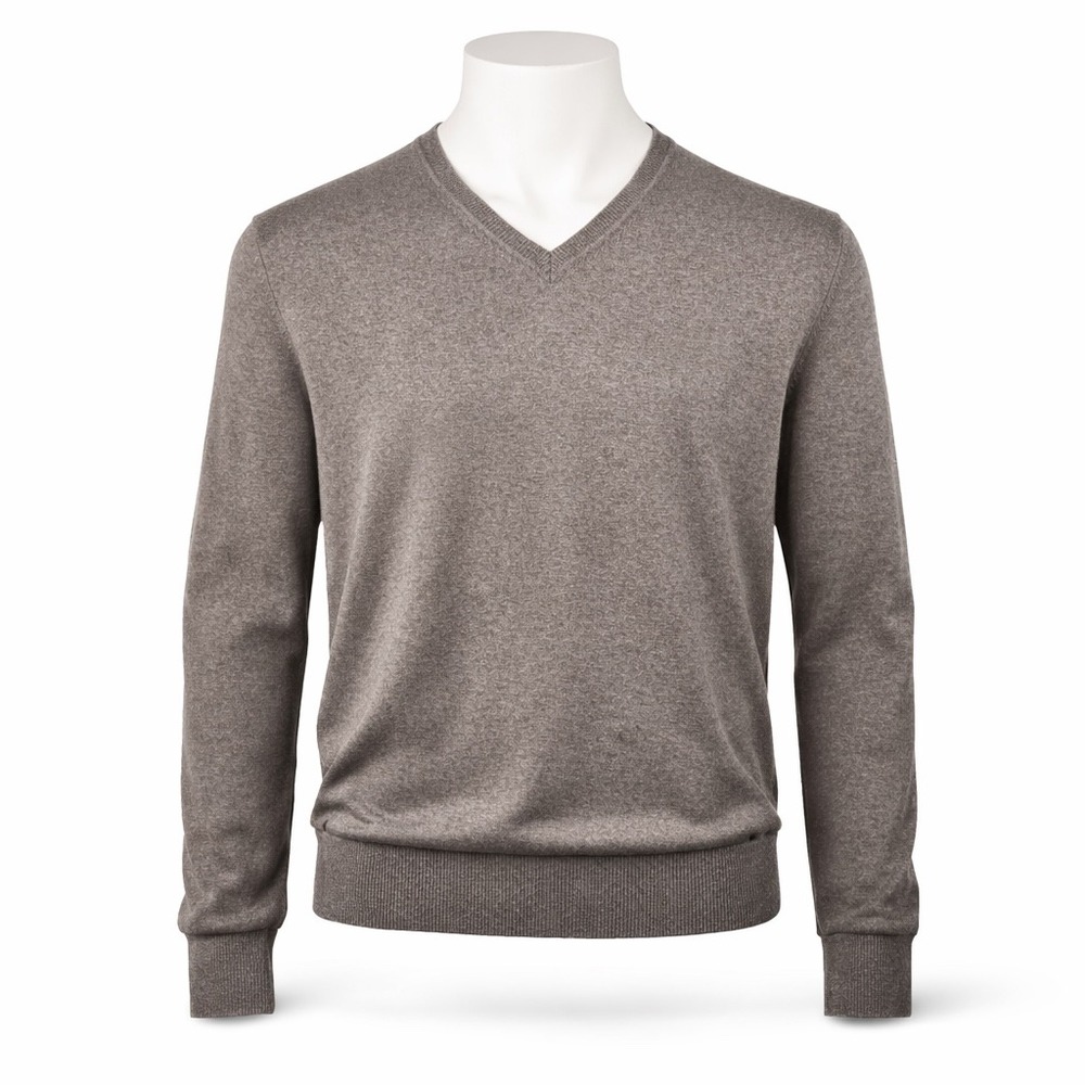 Black Brown Sweater Mens XL Brown‎ 100% Italian Merino Wool V-Neck Made Italy